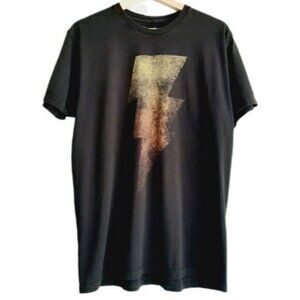 DC Comics Black Adam Lightning Bolt Black T-shirt Men's Sz L Flawed